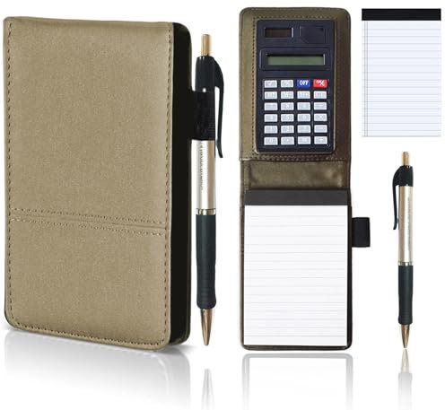 KXF A7 Pocket Notizbuch, klein, Einkaufs-Notizblock, handliches Notizblock, liniert, Reporter mit Stift und Taschenrechner, austauschbarer Schreibblock, 80 Seiten