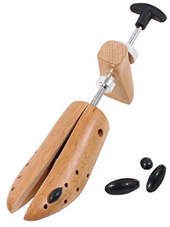DELFA Extenseur de chaussures en bois de hêtre 1 pièce, élargisseur de chaussures, extenseur de chaussures avec mécanisme à 2 voies en métal, largeur et longueur extensibles, beige, M 37-39 Da.