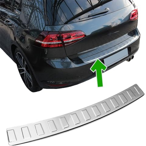 Paraurti Posteriore adatto per VW Golf 7 VII Hatchback | Dal 2012+ Acciaio Inox Cromato Protezione per Bordo del Bagagliaio Di Carico