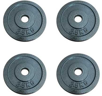 Chase Fitness 2.5kg Cast Iron Weight Plates 2.5-20kg For 1 Barbells and Dumbbells Weight Lifting Grip Plates (2.5kg x 4)