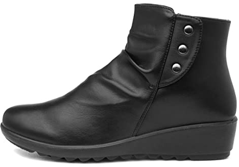 Cushion Walk Stud Womens Black Wedge Ankle Boots - Size 7 UK - Black