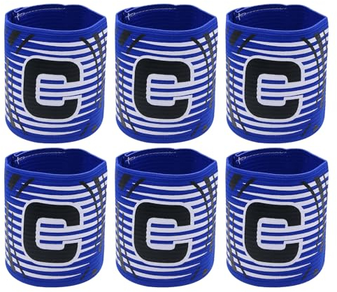 Hosifiy 6Pcs Fußball Kapitän Armband, Blau Elastische Fußball Kapitän Armbänder Einstellbar Fußball Kapitänsbindes Sport C Kapitän Arm Band für Jugendliche und Erwachsene