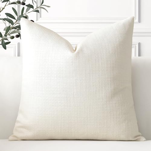 Artscope Kuddöverdrag, Set med 1 Ren Färg Linne Soffkudde för Hem, Vardagsrum, Sovrum, Heminredning (Vit, 60 x 60 cm)
