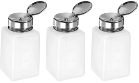 QUARKZMAN 3 st. alkohollösningsmedelsdispenser, 200 ml (6,8 oz) tryckvätska, tätningsmedel i rostfritt stål för aceton, rengöringsmedel, lösningsmedel, nagellack, vit