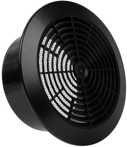 Vent Systems 6'' Inch Black Round Plastic Ceiling Vent Cover - Dismantable Ceiling Air Grille with Nylon Screen - Air Vent Louver - Register Grill Cover, Exhaust Intake, Bathroom Home Office Kitchen