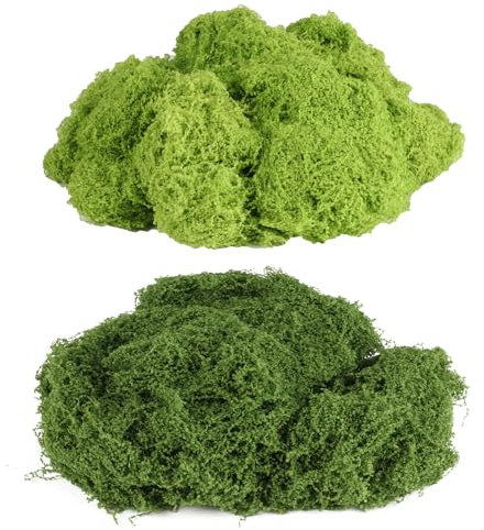 100g Künstliches Moos, Kunstmoos zum Dekorieren, Dunkelgrün & Hellgrün Kunstmoos zum Basteln, Deko Bastelmoos Natürliche Dekomoos Fake Moos für Aquarium Wand Miniatur Modellbau Blumen Frühlingsdeko