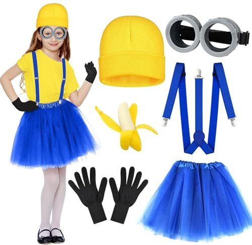 PXDUCN Yellow Costumes, Halloween Costumes, 6 Pcs Yellow Costume Accessory for Cosplay Party Fancy Dress Costume Games Party Carnival Role Play