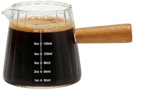 Farielyn-X 6 OZ Espresso Cups with Handle, Espresso Accessories, Coffee Bar Expresso Shots Cup, Cute Double Espresso Shot Glass with V-Shaped Mouth, Ribbed Milk Frothing Pitcher, Glass Measuring Cup