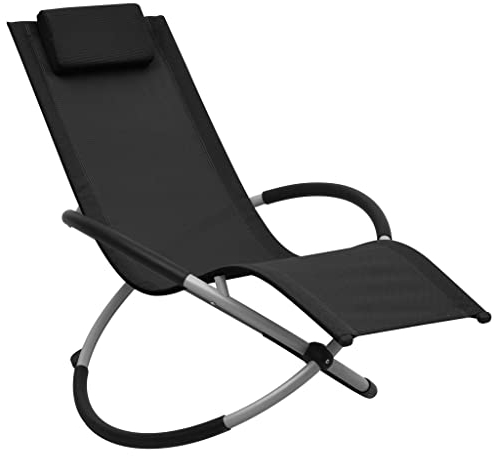 Tumbona de relax para jardín, sauna, muebles de jardín, de acero negro, ideal como tumbona de relax para balcón, jardín, terraza, tumbonas tumbonas, silla pequeña, por favor, ten en cuenta el tamaño.