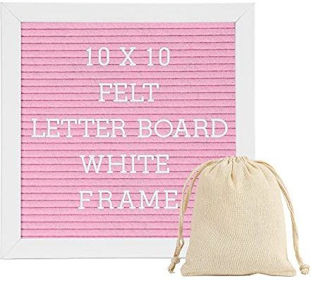 G GAMIT Letter Board Sign White Frame 10x10 - Felt Letter Board Baby Announcement Board with Typewriter Letters, White Letter Board Sign Board&Message Board with Stand and Canvas Bag.
