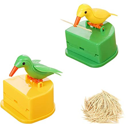 YYAOGAGNG 2 Pcs Toothpick Dispensers Bird Shaped Automatic Toothpick Boxes Toothpick Cases Automatic Cocktail Sticks Holders for Families Hotels or Any Party
