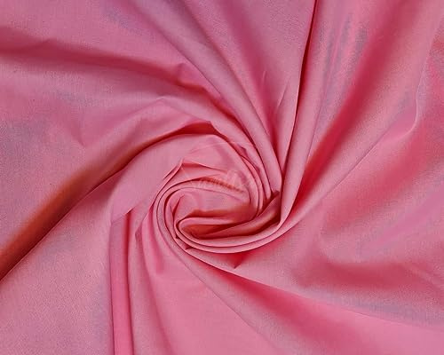 Plain Candy Pink Polycotton Fabric for Dressmaking, Art & Craft, Sewing, Quilting | 45'' - 115 cm Wide| Precut Length 5m