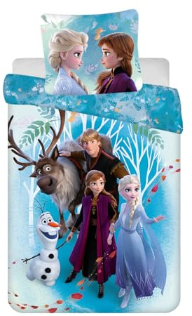 Jerry Fabrics Disney Frozen Biancheria da Letto per Bambini Copripiumino 160x200 cm e Federa 70x80 cm 100% Cotone