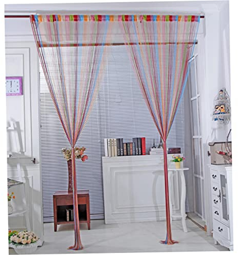HOMSFOU Schnur Fadenfransenplatte fadengardine Schlafzimmer gardinen Schlafzimmer vorhänge türvorhang Boho-Vorhänge Vorhänge für Wohnzimmer Fadenvorhänge Streifen Quaste Hochzeitsfoto