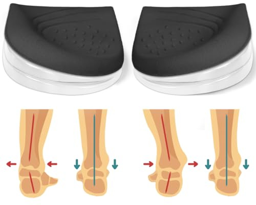 Skyfoot 3 Layers Adjustable Heel Wedge Inserts for Supination & Pronation Correction, Adhesive Medial & Lateral Heel Insoles for Bow Legs, Knee Pain, Foot Alignment (L: W 7-11, M 7-10, Black)