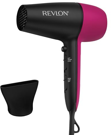 REVLON Perfect Match Lightweight Hair Dryer, 1875 Watts, Black/Pink