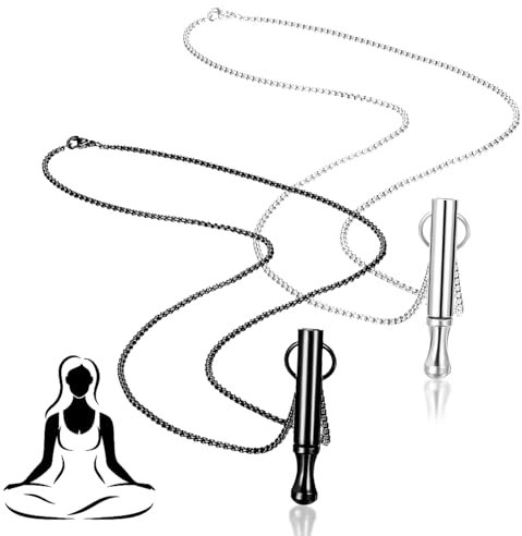 RAFIYU 2 Stück Rauchentwöhnung Hilfsmittel, Halskette Rauchfrei Original, Rauchentwöhnung Meditations Edelstahlkette, Gegen Panikattacken Atemkette, Anxiety Relief Spirituelle Geschenke