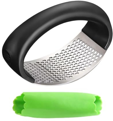 MAEXUS® Vitlökspress Rostfri vitlökspress med enkel hantering, rostfritt stål för vitlökstillverkning 【Svart】