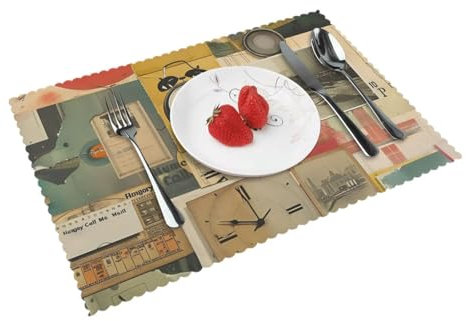 Isolierte Platzsets mit alter Fotouhr, 30,5 x 45,7 cm, Stoff, dick, hitzebeständig, Hotel-Tischsets, Familienfeier, Bankett, Platzsets