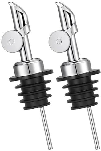 Pafusen 2 Olivenöl Ausgießer, Ausgießer für ölflaschen, Schutzkappe hält Ihr Öl frisch schmackhaft, Flaschenausgießer, öl Dosierer - Nein Auslaufen und Verschwendung (Edelstahl, Silber)