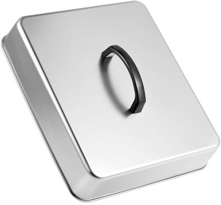 Coperchio a cupola per griglia, coperchio per grigliare, scudo di cottura in acciaio inossidabile, 28 x 21 x 9 cm, manico rettangolare color argento, per barbecue, cucina all'aperto, uso griglia