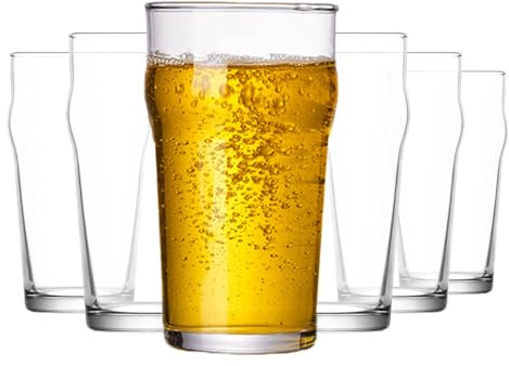 QUHUOYAO Set di bicchieri da birra da 6 pinte, bicchieri da bere alti da 20 once, tazze di vetro di Margarita, bicchieri da bicchiere essenziali, design in stile pub per bicchiere da bar, vino, succo,