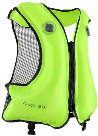 FORWEWAY Adult inflatable buoyancy aid vest,fit 100 kg & 150-200 cm adjustable dual air chambers and high visibility. Suitable for kayakin,surfing,diving.