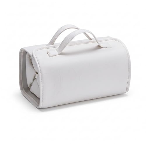 Beauty case da viaggio in pelle impermeabile con scomparti trasparenti staccabili, borsa per trucco pieghevole e piatta, organizer per cosmetici in PVC, per viaggi e palestra, bianco, moderno