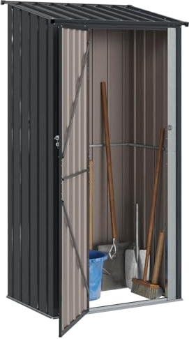 vidaXL Cabanons de Jardin Anthracite 103 x 74 x 200 cm Métал, Abri de Jardin et terrasse, Rangement rectangulaire, résistant aux intempéries, idéal pour Outils et Plus