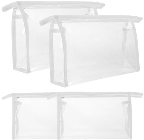 PATKAW Bolsa de Aseo para Viaje 4 Unidades 27X5X0.4 Pulgadas Transparente Cremallera, Neceser Práctico de PVC para Artículos de Higiene Personal y Cuidado Piel