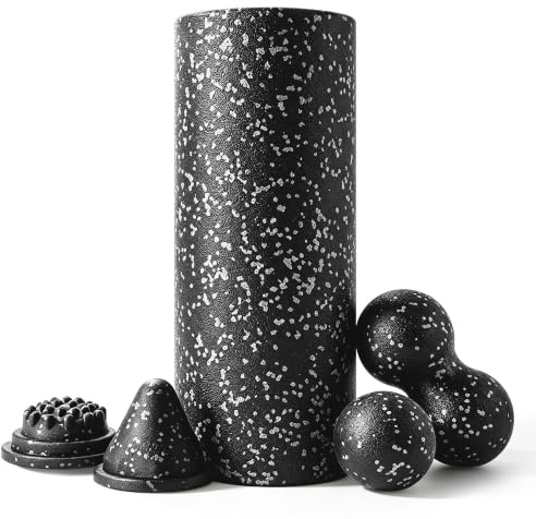 YC Kitchen 5-pack fasciarulle för holistisk muskelavslappning | med fascia rulle, jordnötsboll och enkelboll, utlösningspunktkon och igelkott massageboll, för yoga, pilates, crossfit