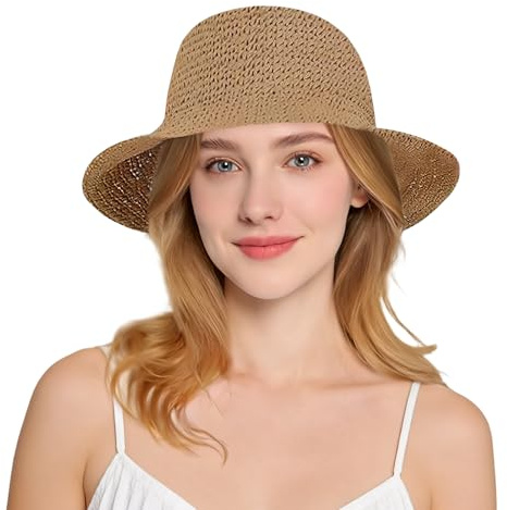 Sombrero Paja Mujer, Sombrero Playa Mujer, Sombreros Mujers Verano, Sombrero Mujers Sol para Vacaciones en Playa, Fiestas en Piscina, Senderismo y Jardinería