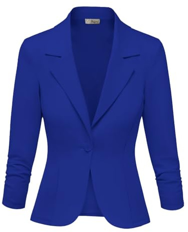 Hybrid & Company Women Premium Nylon Ponte Office Blazer JK1131 1073T Royal XL