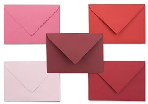 20x Umschlagpaket - DIN C6 - ca. 11,4 x 16,2 cm - die Roten - 5 Farben je 4 Umschläge - 120 g/m² - Serie Farbenfroh