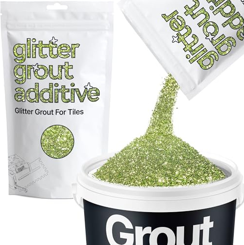 Hemway Olive Green Glitter Grout Additive 100g Metallic Flakes for Adding Sparkle to Kitchen & Bathroom Tiles | Enhance Your Indoor Grouting Projects with a Durable Sparkly Effect