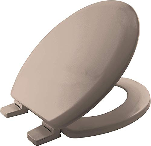 BEMIS Chicago Soft Cream Toilet Seat. Wooden Toilet Seat with Water Based Paint for Easy Clean. Oval Shape, with Adjustable Plastic Hinges, Universal & Easy Installation, Soft Cream