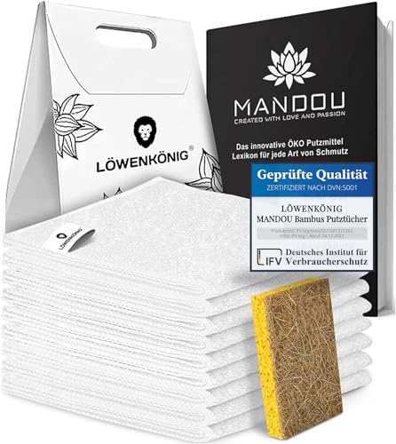 LÖWENKÖNIG® Bambus Allzwecktücher [9er XL Set] Reinigungstücher, Putztücher, Spültücher für Haushalt, Küche, Bad, Glas - Nachhaltige Bambus Putztücher für streifenfreie Reinigung auf allen Oberflächen