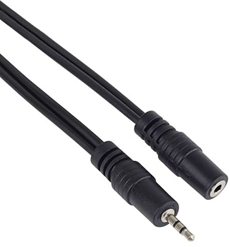 PremiumCord Cable de Extensión Jack de 2,5mm, Jack de 2,5mm, Macho a Hembra, Cable de Extensión de Audio Para Auriculares Aux, Blindado, Color Negro, Longitud 5m