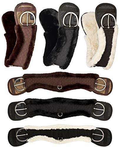 Equinate Western Mondgurt anatomisch mit synthetischem Lammfell Kurzgurt Sattelgurt Westerngurt 65 cm Braun