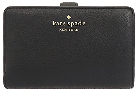 kate spade new york Leila Pebbled Leather Medium Compact Bifold Wallet, Black, One Size, Leila Pebbled Leather Medium Compact Bifold Wallet
