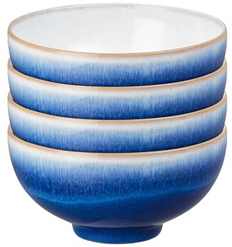 Denby - Blue Haze Rice Bowls Set of 4 - Dishwasher Microwave Safe Crockery - Ceramic Stoneware Tableware