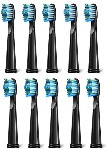 10pc Replacement Toothbrush Heads Compatible with Fairywill Seago Toothbrush Heads Compatible with FW-507/508/551/515/917/959/2011,D1/D3/D7/D8(Black)
