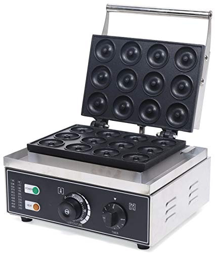 Máquina para hacer donuts comerciales, 1500 W, gofrera doméstica, para hacer donuts, panaderías, sándwiches y sándwiches de acero inoxidable, para hacer donuts