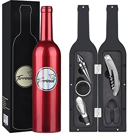 Kato Tirrinia Ensemble d'accessoires pour Tire-Bouchon à vin, kit d'outils pour ouvre-Bouteille de vin avec Autocollant de Boisson,avec ouvre-Bouteille, verseur, Bouchon, Coupe-Feuille, Anneau