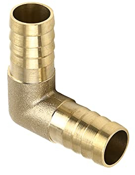 M METERXITY 90° Messing Winkel Außengewinde Rohr Widerhaken Fitting - Leitung Widerhaken Anschluss Schnell Verbinden Anwendung für Leitung Verbindung (14mm AD Goldton)