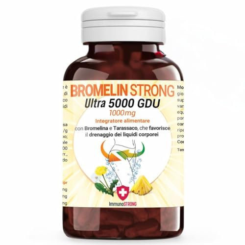 Bromelina Forte Drenante - Bromelina Drenante Purissima Alto Dosaggio 5000 Gdu Con Tarassaco Ad Azione Anticellulite E Detox 120 Compresse 1000 Mg - ImmunoSTRONG