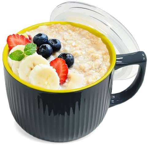 Bocguy Tazón de sopa de cerámica con mango, 900 ml, con mango, taza de café grande para el almuerzo, pastas, cereales, fruta