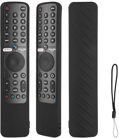 Funda para Mando a Distancia de Silicona Compatible con TV P1 32 43 55 Android Q1 75 LED TV XMRM-19 Mando a Distancia por Voz Cubierta Protectora antigolpes con Negro y cordón