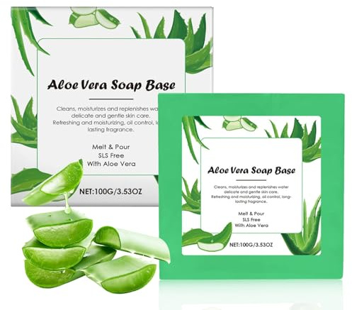 Aloe Vera Soap - Natural Soap Bar for Body & Face - Handmade Moisturising Soap Bar for Sensitive Skin - Gentle Cleanser for Acne & Dryness - Vegan, Cruelty-Free - Nourishing Cleansing B-ar - 100g