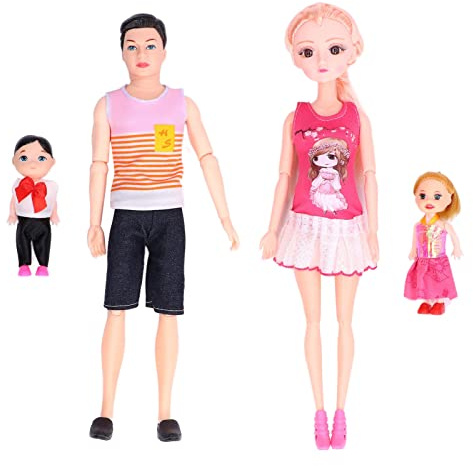 EMUKOEP Set di Bambole di Famiglia, Padre, Madre Incinta, Donna, Uomo, Bambino, Bellissimi Vestiti, Bambole Educative Snodate
